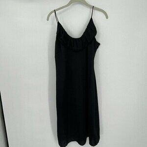 BCBGeneration Dress 8 Womens Slip Black Ruffle Party Cocktail Straps Sleeveless